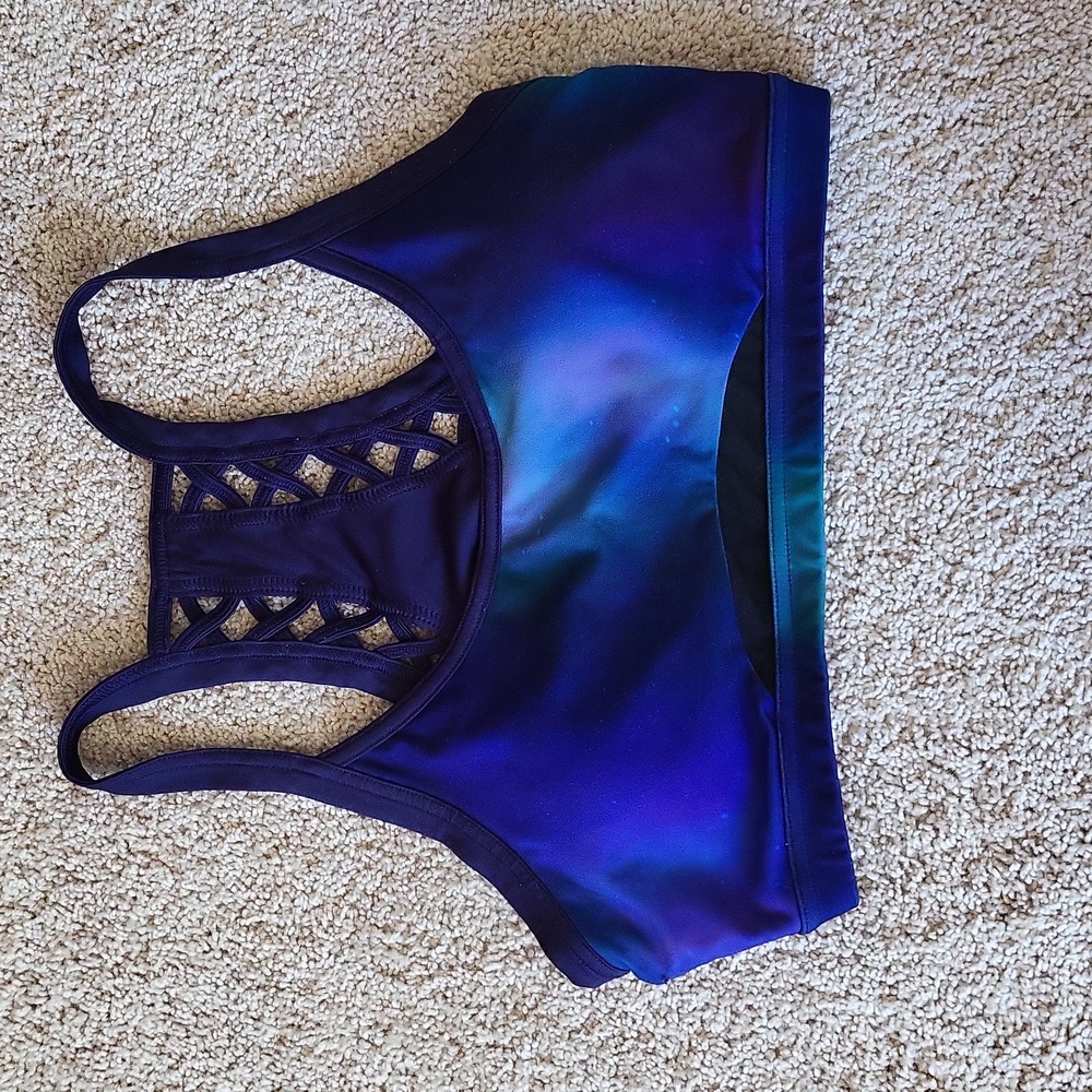 Galaxy print sport bra